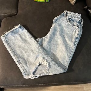 Abercrombie “the Dad” high rise curve love distressed jeans